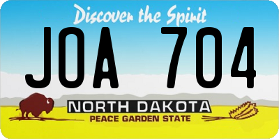 ND license plate JOA704
