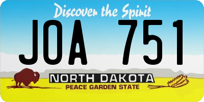 ND license plate JOA751
