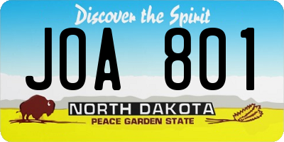 ND license plate JOA801