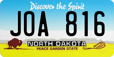 ND license plate JOA816