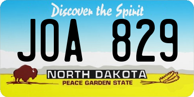 ND license plate JOA829