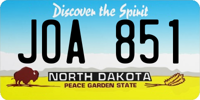 ND license plate JOA851
