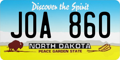 ND license plate JOA860