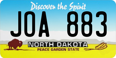 ND license plate JOA883