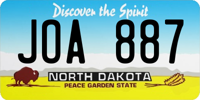 ND license plate JOA887