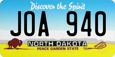 ND license plate JOA940