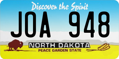 ND license plate JOA948