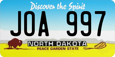 ND license plate JOA997