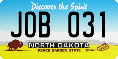ND license plate JOB031