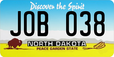 ND license plate JOB038