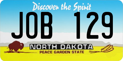 ND license plate JOB129