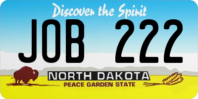 ND license plate JOB222
