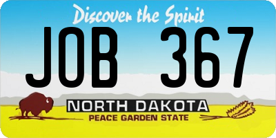 ND license plate JOB367