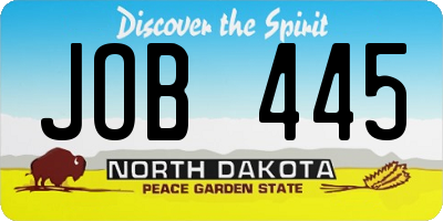 ND license plate JOB445