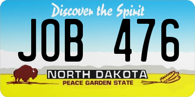 ND license plate JOB476