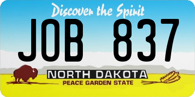 ND license plate JOB837