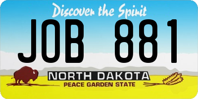 ND license plate JOB881