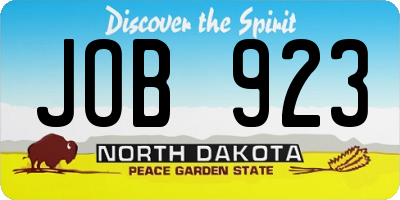 ND license plate JOB923
