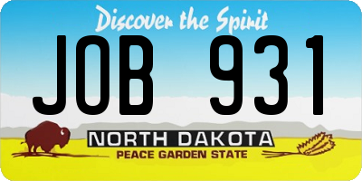 ND license plate JOB931