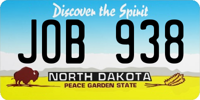 ND license plate JOB938