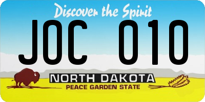 ND license plate JOC010