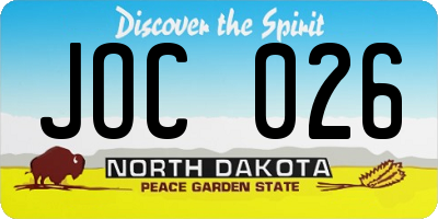 ND license plate JOC026