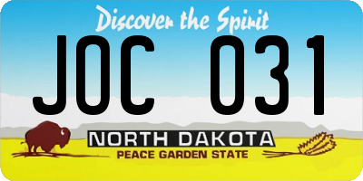 ND license plate JOC031