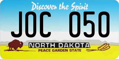 ND license plate JOC050