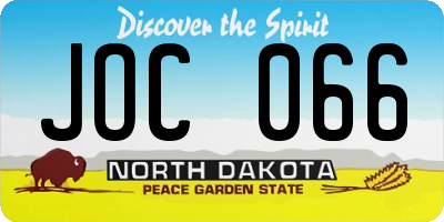 ND license plate JOC066