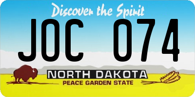 ND license plate JOC074