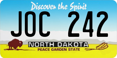 ND license plate JOC242