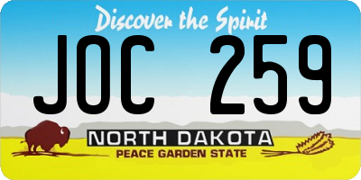 ND license plate JOC259