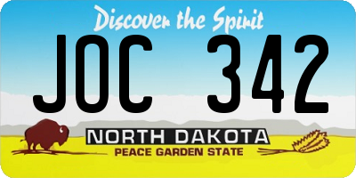 ND license plate JOC342