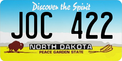ND license plate JOC422