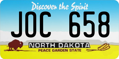 ND license plate JOC658