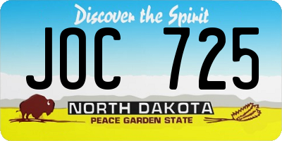 ND license plate JOC725