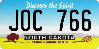 ND license plate JOC766