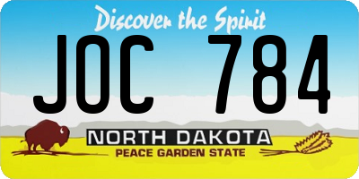 ND license plate JOC784