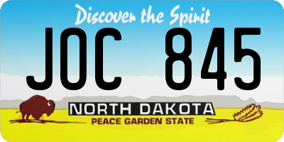 ND license plate JOC845