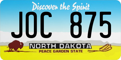 ND license plate JOC875