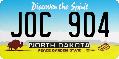 ND license plate JOC904