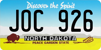 ND license plate JOC926