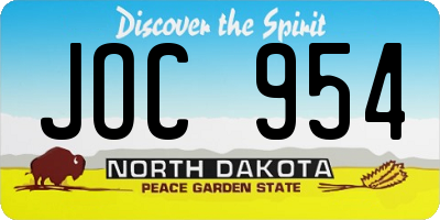 ND license plate JOC954