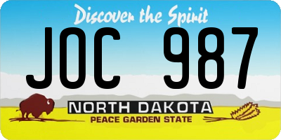 ND license plate JOC987
