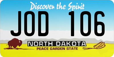 ND license plate JOD106