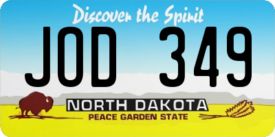 ND license plate JOD349