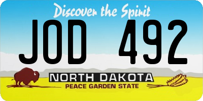 ND license plate JOD492