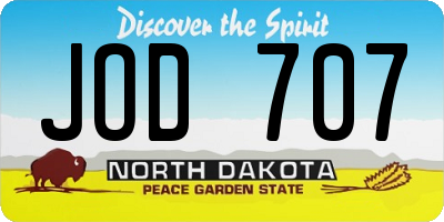 ND license plate JOD707