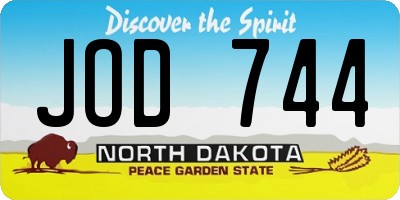 ND license plate JOD744