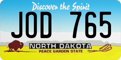 ND license plate JOD765